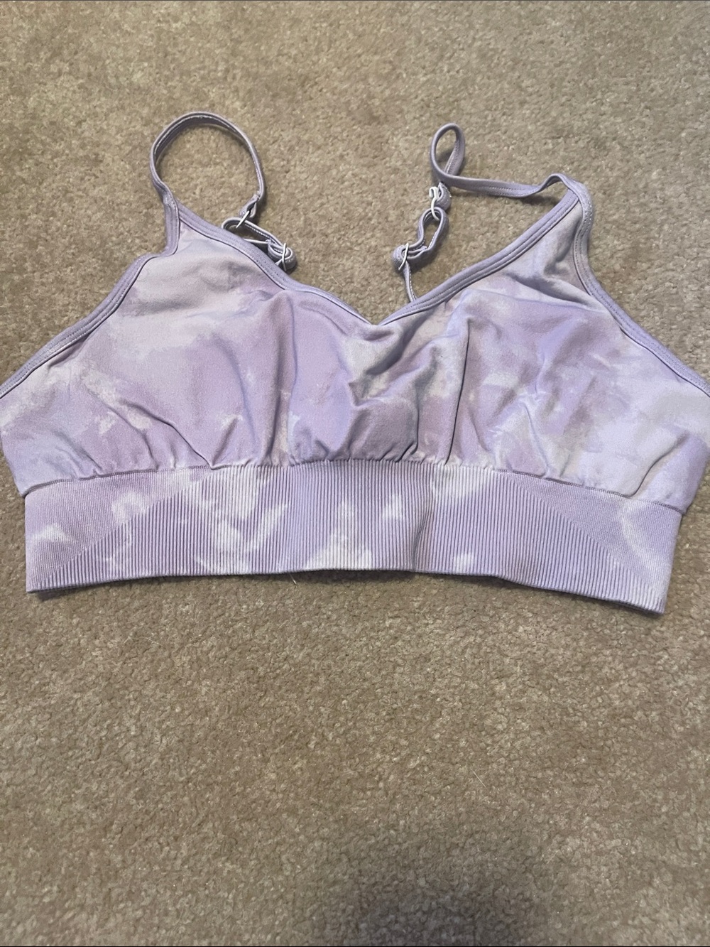 Lavender Tie-Dye Seamless Bralette with Adjustable Straps